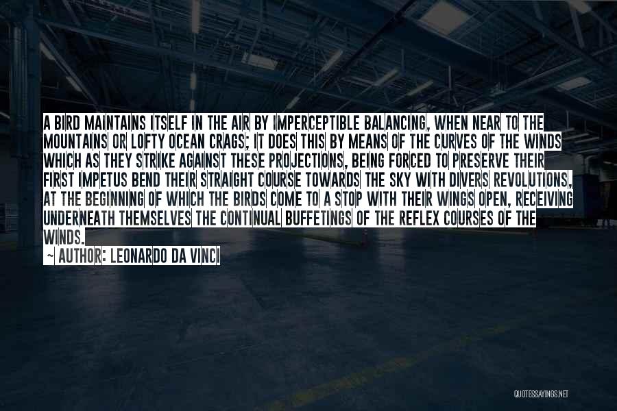 Leonardo Da Vinci Quotes: A Bird Maintains Itself In The Air By Imperceptible Balancing, When Near To The Mountains Or Lofty Ocean Crags; It