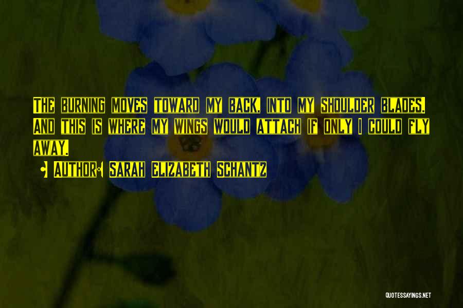 Sarah Elizabeth Schantz Quotes: The Burning Moves Toward My Back, Into My Shoulder Blades. And This Is Where My Wings Would Attach If Only