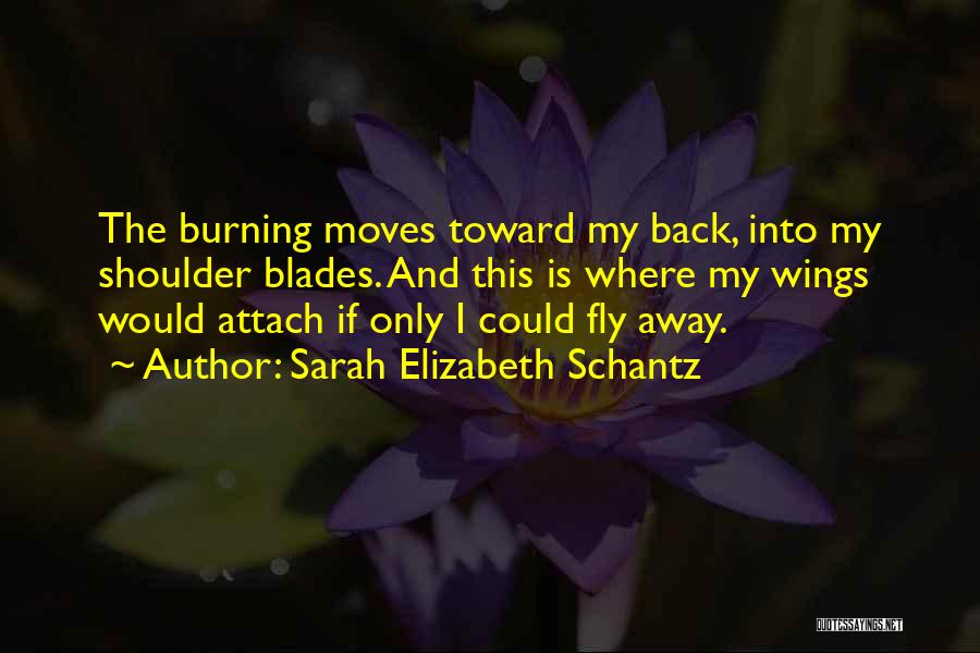 Sarah Elizabeth Schantz Quotes: The Burning Moves Toward My Back, Into My Shoulder Blades. And This Is Where My Wings Would Attach If Only