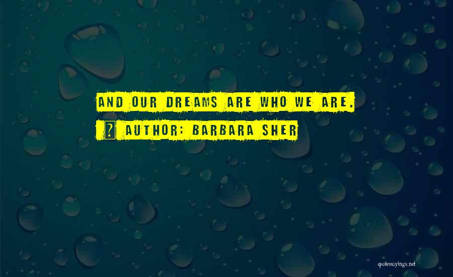 Barbara Sher Quotes: And Our Dreams Are Who We Are.