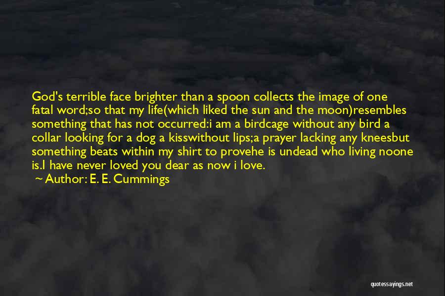 E. E. Cummings Quotes: God's Terrible Face Brighter Than A Spoon Collects The Image Of One Fatal Word;so That My Life(which Liked The Sun