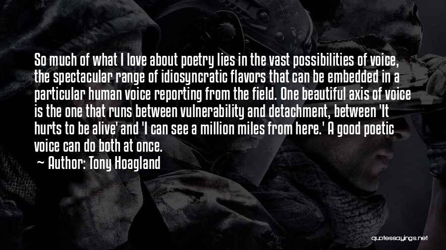 Tony Hoagland Quotes: So Much Of What I Love About Poetry Lies In The Vast Possibilities Of Voice, The Spectacular Range Of Idiosyncratic