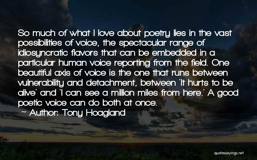 Tony Hoagland Quotes: So Much Of What I Love About Poetry Lies In The Vast Possibilities Of Voice, The Spectacular Range Of Idiosyncratic