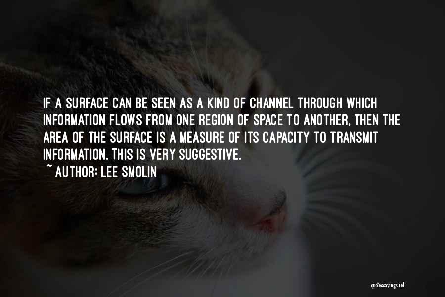 Lee Smolin Quotes: If A Surface Can Be Seen As A Kind Of Channel Through Which Information Flows From One Region Of Space