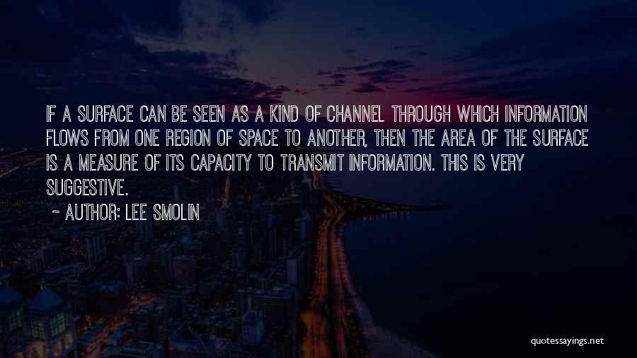 Lee Smolin Quotes: If A Surface Can Be Seen As A Kind Of Channel Through Which Information Flows From One Region Of Space