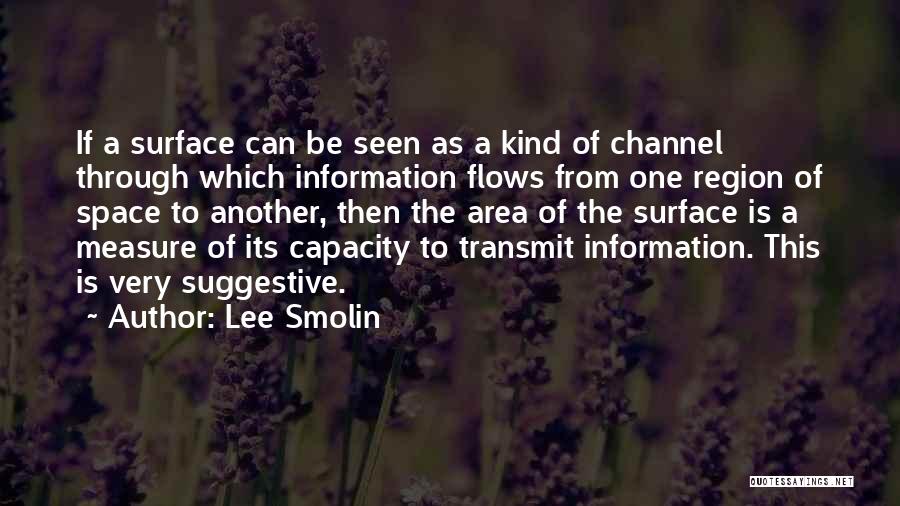 Lee Smolin Quotes: If A Surface Can Be Seen As A Kind Of Channel Through Which Information Flows From One Region Of Space