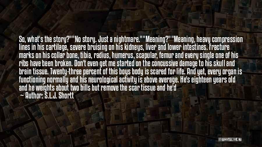 S.L.J. Shortt Quotes: So, What's The Story?no Story. Just A Nightmare.meaning?meaning, Heavy Compression Lines In His Cartilage, Severe Bruising On His Kidneys, Liver