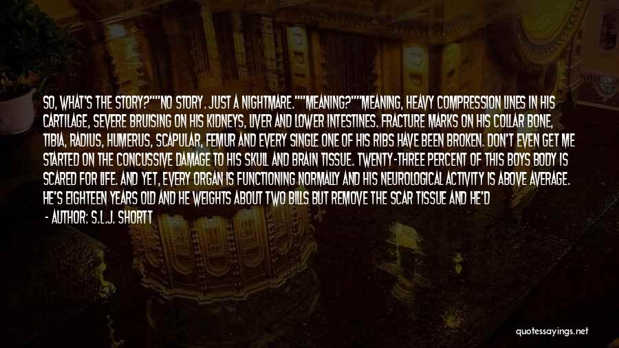 S.L.J. Shortt Quotes: So, What's The Story?no Story. Just A Nightmare.meaning?meaning, Heavy Compression Lines In His Cartilage, Severe Bruising On His Kidneys, Liver