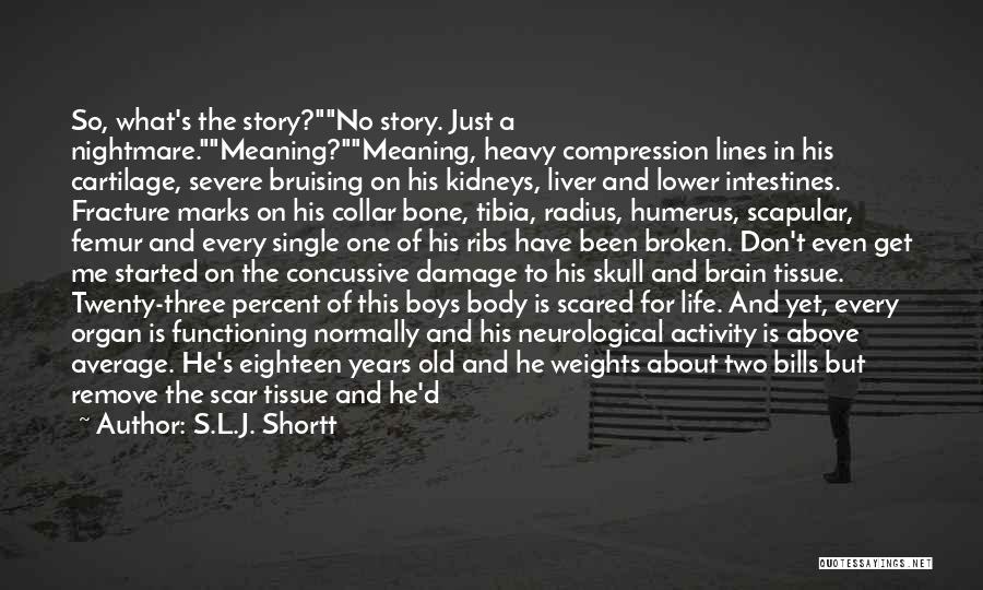 S.L.J. Shortt Quotes: So, What's The Story?no Story. Just A Nightmare.meaning?meaning, Heavy Compression Lines In His Cartilage, Severe Bruising On His Kidneys, Liver