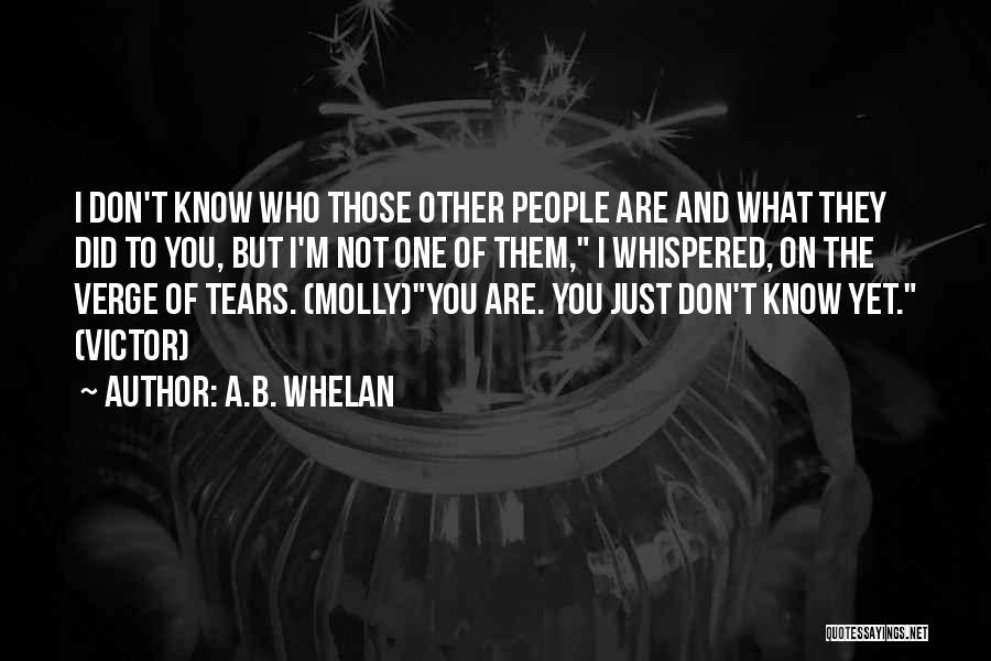 A.B. Whelan Quotes: I Don't Know Who Those Other People Are And What They Did To You, But I'm Not One Of Them,