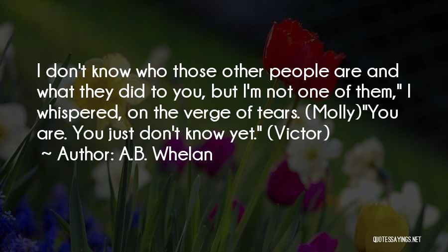 A.B. Whelan Quotes: I Don't Know Who Those Other People Are And What They Did To You, But I'm Not One Of Them,