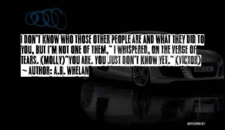 A.B. Whelan Quotes: I Don't Know Who Those Other People Are And What They Did To You, But I'm Not One Of Them,