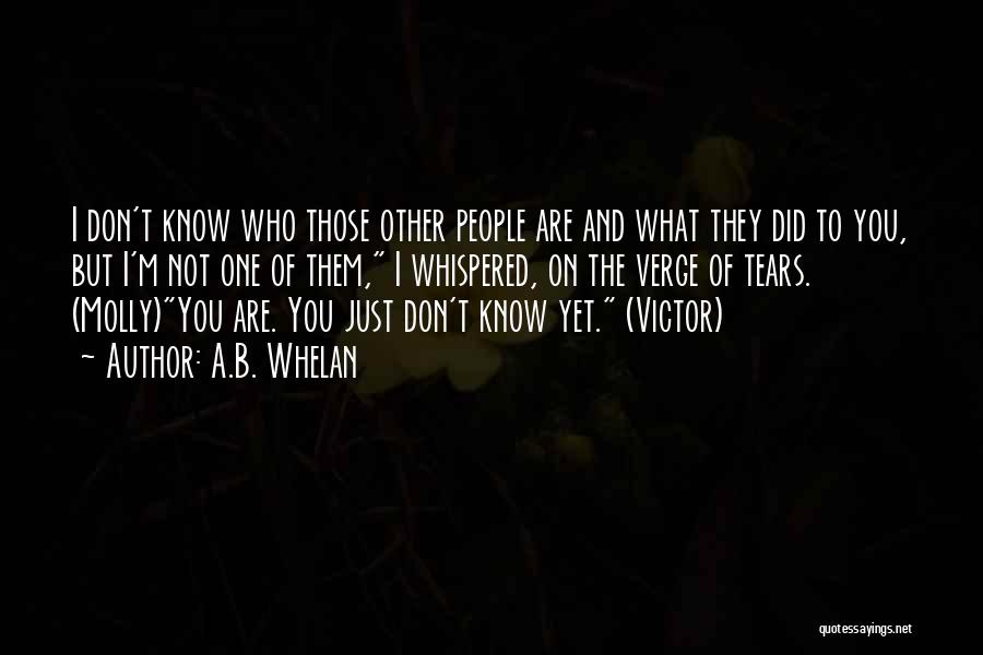 A.B. Whelan Quotes: I Don't Know Who Those Other People Are And What They Did To You, But I'm Not One Of Them,