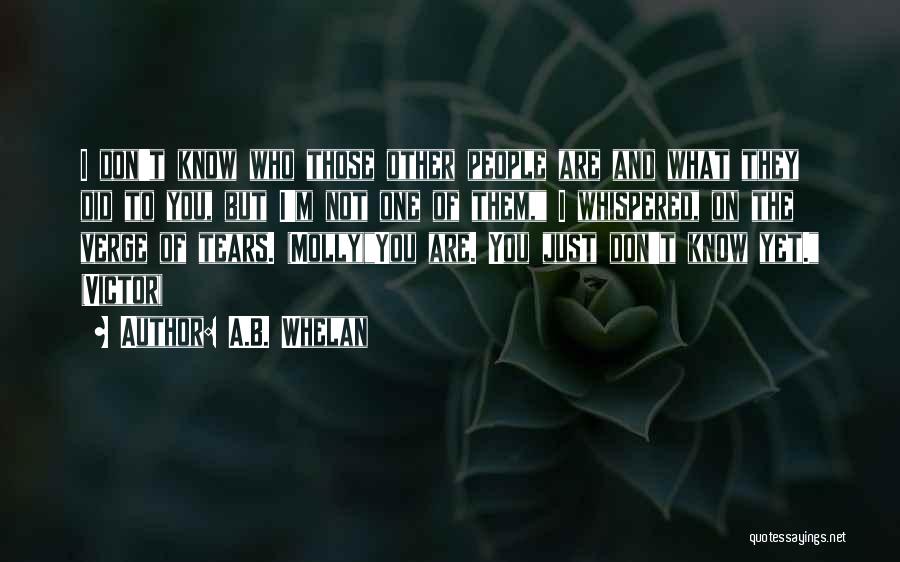 A.B. Whelan Quotes: I Don't Know Who Those Other People Are And What They Did To You, But I'm Not One Of Them,
