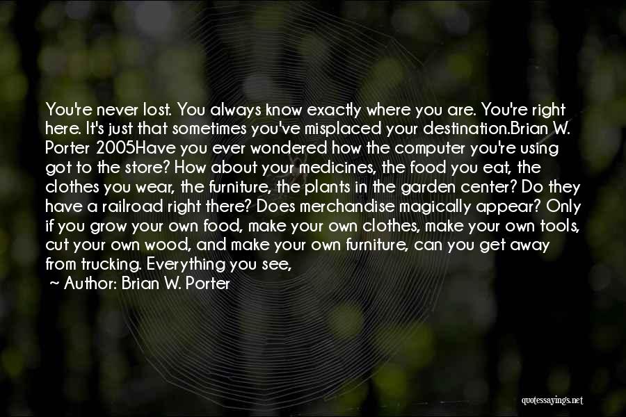 Brian W. Porter Quotes: You're Never Lost. You Always Know Exactly Where You Are. You're Right Here. It's Just That Sometimes You've Misplaced Your