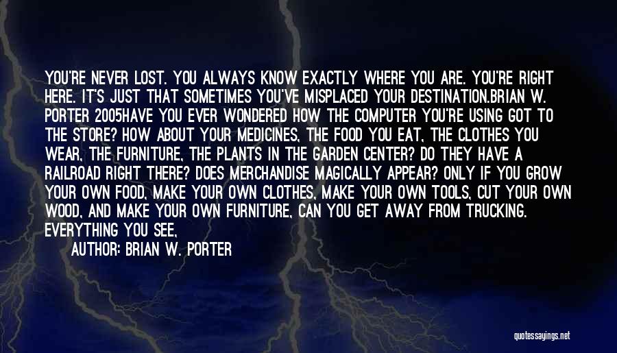 Brian W. Porter Quotes: You're Never Lost. You Always Know Exactly Where You Are. You're Right Here. It's Just That Sometimes You've Misplaced Your