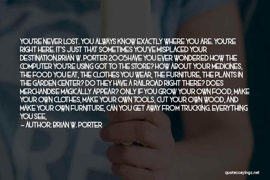 Brian W. Porter Quotes: You're Never Lost. You Always Know Exactly Where You Are. You're Right Here. It's Just That Sometimes You've Misplaced Your