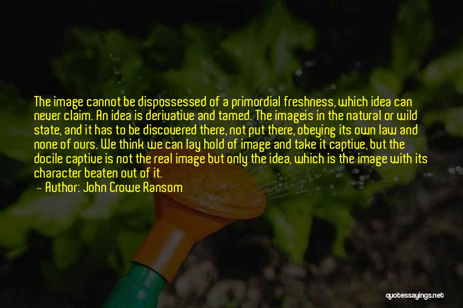 John Crowe Ransom Quotes: The Image Cannot Be Dispossessed Of A Primordial Freshness, Which Idea Can Never Claim. An Idea Is Derivative And Tamed.