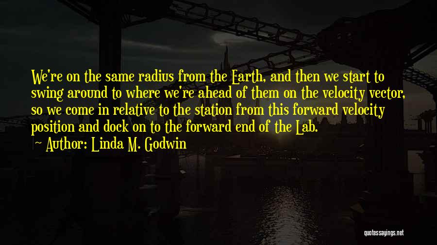 Linda M. Godwin Quotes: We're On The Same Radius From The Earth, And Then We Start To Swing Around To Where We're Ahead Of