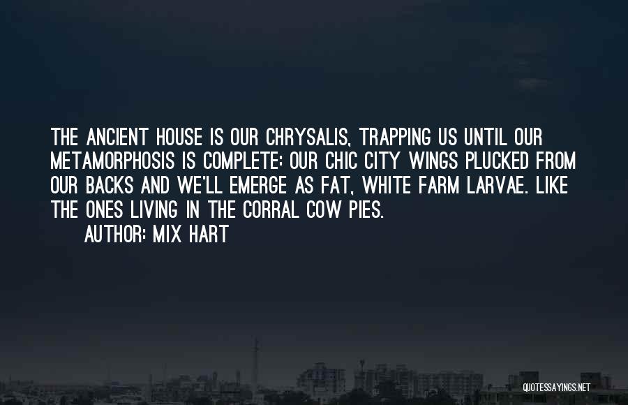 Mix Hart Quotes: The Ancient House Is Our Chrysalis, Trapping Us Until Our Metamorphosis Is Complete: Our Chic City Wings Plucked From Our