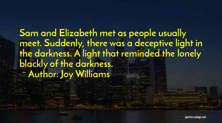 Joy Williams Quotes: Sam And Elizabeth Met As People Usually Meet. Suddenly, There Was A Deceptive Light In The Darkness. A Light That