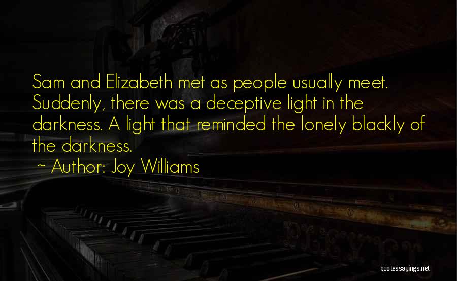 Joy Williams Quotes: Sam And Elizabeth Met As People Usually Meet. Suddenly, There Was A Deceptive Light In The Darkness. A Light That