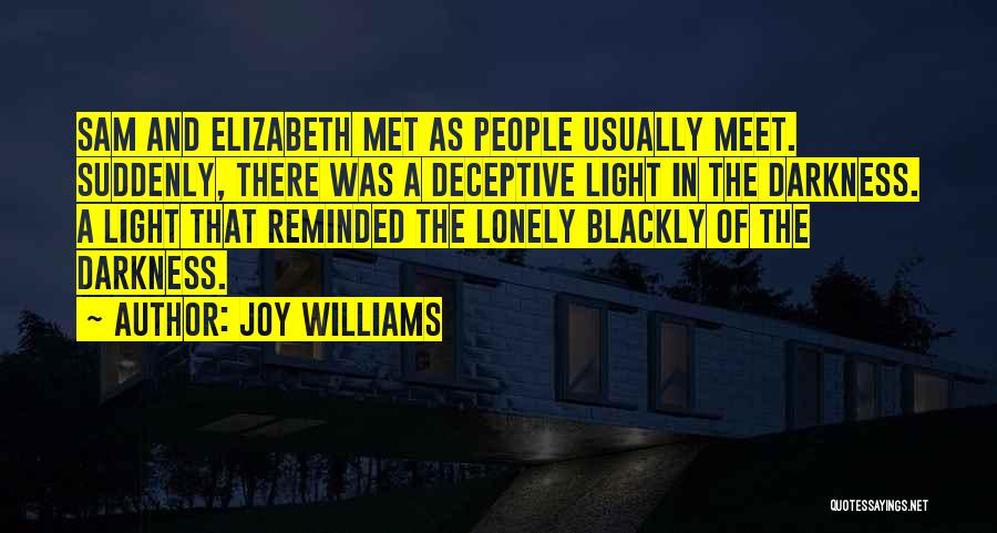 Joy Williams Quotes: Sam And Elizabeth Met As People Usually Meet. Suddenly, There Was A Deceptive Light In The Darkness. A Light That