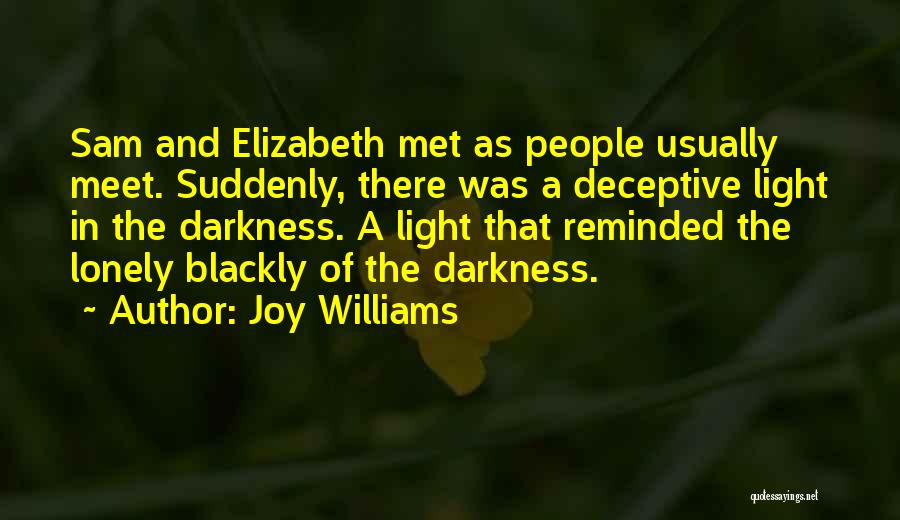 Joy Williams Quotes: Sam And Elizabeth Met As People Usually Meet. Suddenly, There Was A Deceptive Light In The Darkness. A Light That