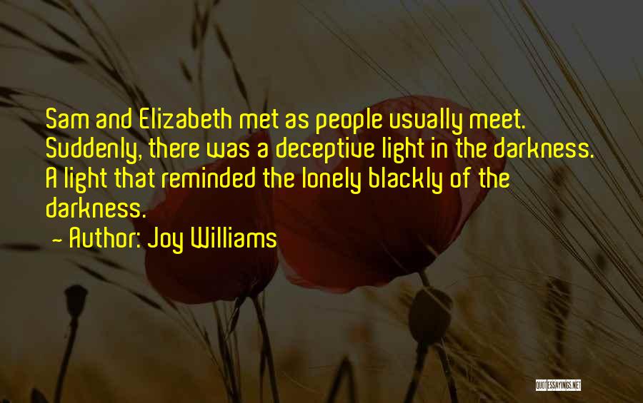 Joy Williams Quotes: Sam And Elizabeth Met As People Usually Meet. Suddenly, There Was A Deceptive Light In The Darkness. A Light That
