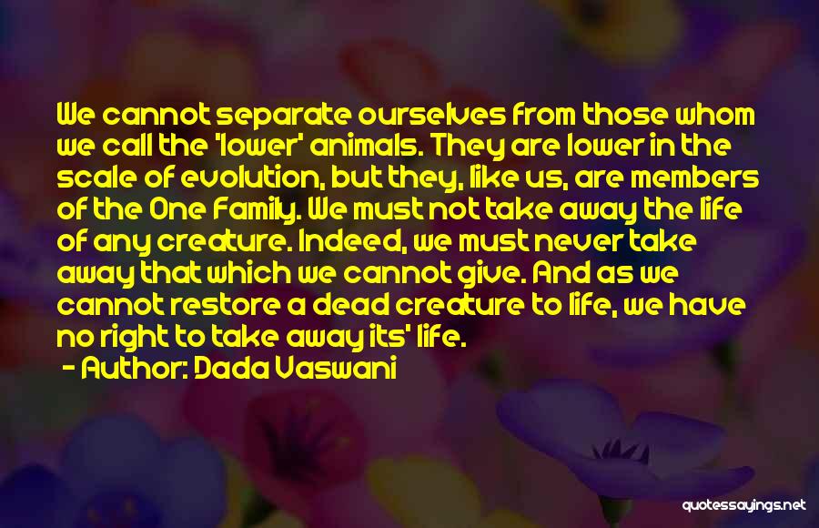 Dada Vaswani Quotes: We Cannot Separate Ourselves From Those Whom We Call The 'lower' Animals. They Are Lower In The Scale Of Evolution,