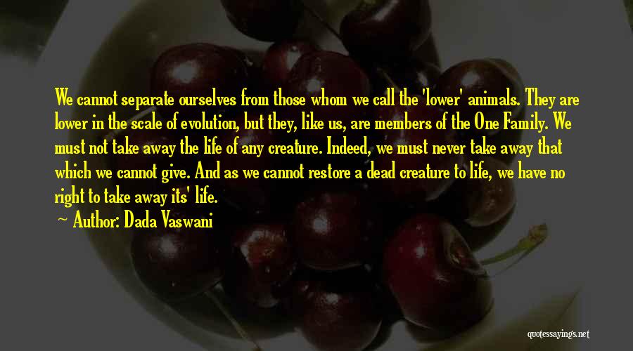 Dada Vaswani Quotes: We Cannot Separate Ourselves From Those Whom We Call The 'lower' Animals. They Are Lower In The Scale Of Evolution,