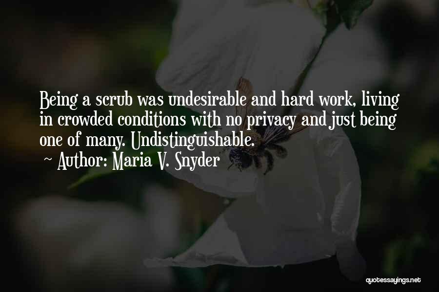 Maria V. Snyder Quotes: Being A Scrub Was Undesirable And Hard Work, Living In Crowded Conditions With No Privacy And Just Being One Of