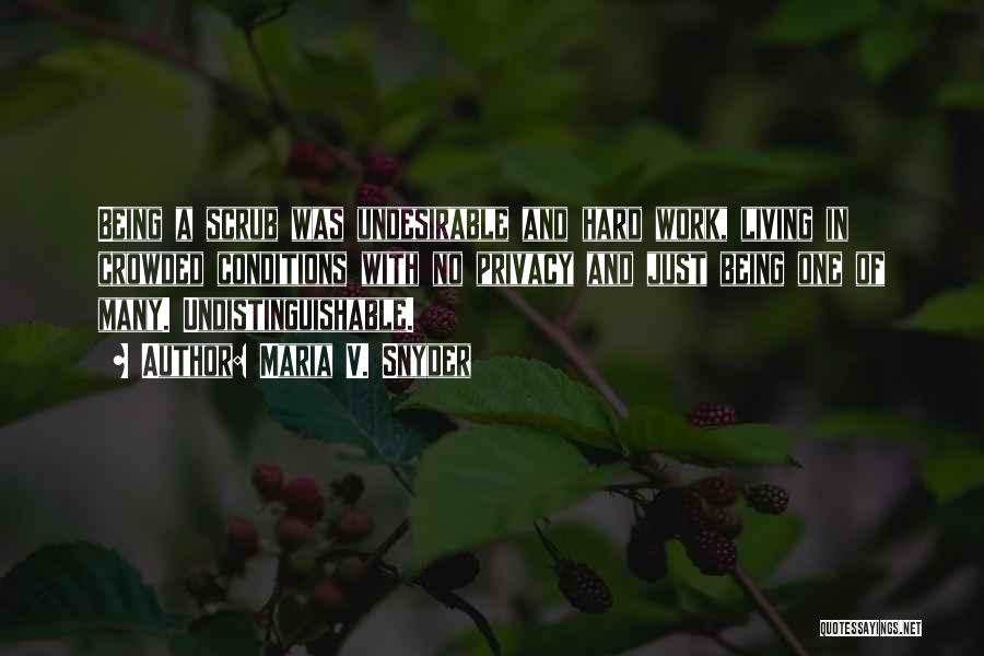 Maria V. Snyder Quotes: Being A Scrub Was Undesirable And Hard Work, Living In Crowded Conditions With No Privacy And Just Being One Of