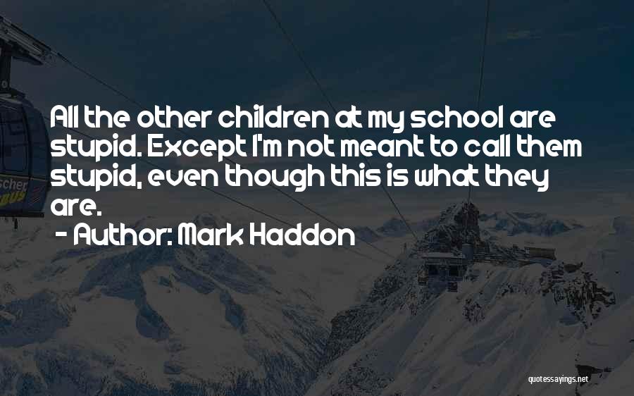 Mark Haddon Quotes: All The Other Children At My School Are Stupid. Except I'm Not Meant To Call Them Stupid, Even Though This