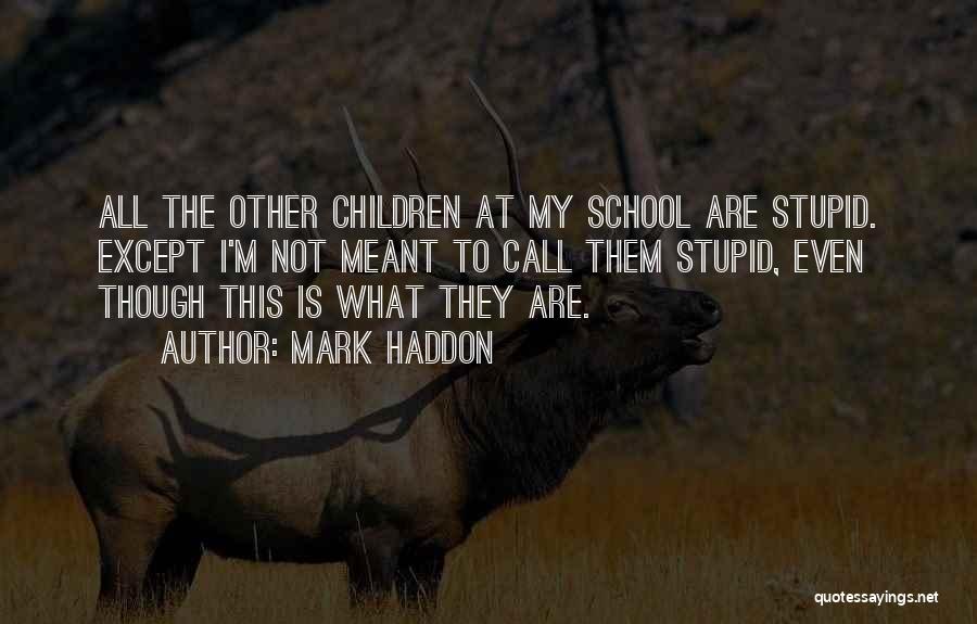 Mark Haddon Quotes: All The Other Children At My School Are Stupid. Except I'm Not Meant To Call Them Stupid, Even Though This