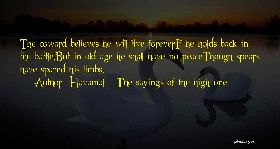 Havamal - The Sayings Of The High One Quotes: The Coward Believes He Will Live Foreverif He Holds Back In The Battle,but In Old Age He Shall Have No