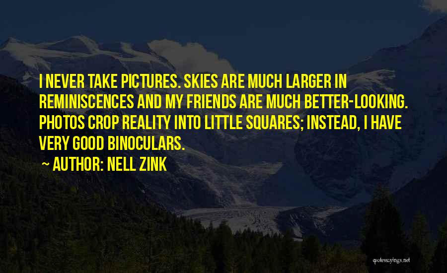 Nell Zink Quotes: I Never Take Pictures. Skies Are Much Larger In Reminiscences And My Friends Are Much Better-looking. Photos Crop Reality Into