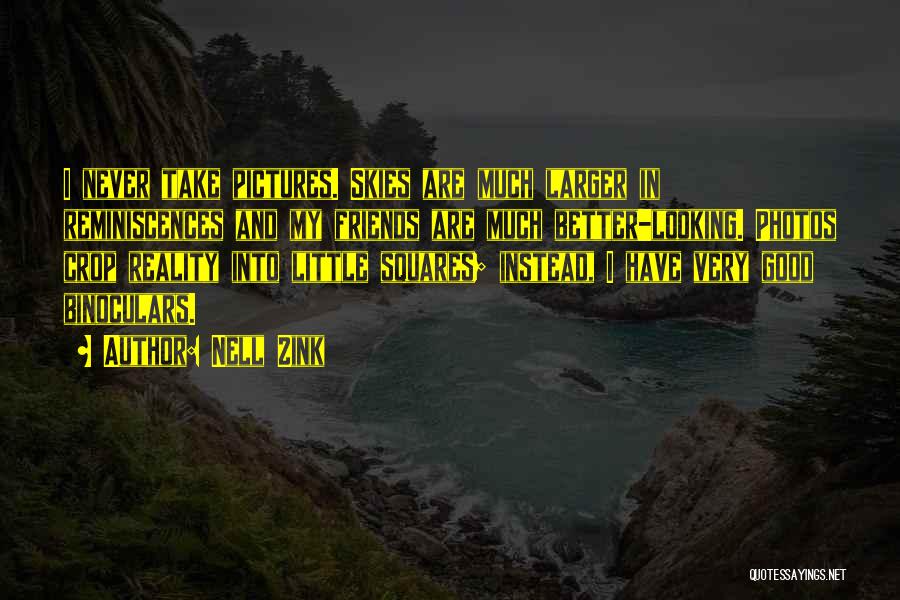 Nell Zink Quotes: I Never Take Pictures. Skies Are Much Larger In Reminiscences And My Friends Are Much Better-looking. Photos Crop Reality Into