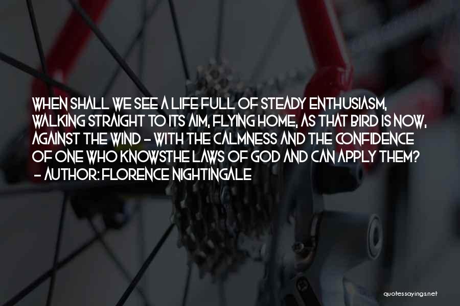 Florence Nightingale Quotes: When Shall We See A Life Full Of Steady Enthusiasm, Walking Straight To Its Aim, Flying Home, As That Bird