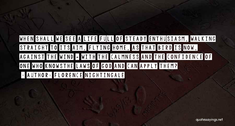 Florence Nightingale Quotes: When Shall We See A Life Full Of Steady Enthusiasm, Walking Straight To Its Aim, Flying Home, As That Bird