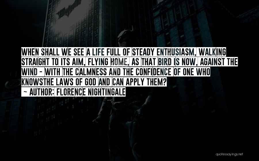 Florence Nightingale Quotes: When Shall We See A Life Full Of Steady Enthusiasm, Walking Straight To Its Aim, Flying Home, As That Bird