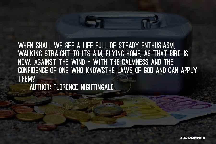 Florence Nightingale Quotes: When Shall We See A Life Full Of Steady Enthusiasm, Walking Straight To Its Aim, Flying Home, As That Bird