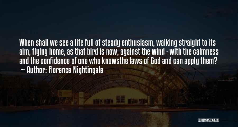 Florence Nightingale Quotes: When Shall We See A Life Full Of Steady Enthusiasm, Walking Straight To Its Aim, Flying Home, As That Bird