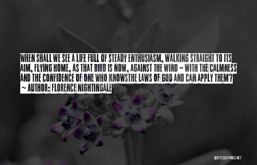 Florence Nightingale Quotes: When Shall We See A Life Full Of Steady Enthusiasm, Walking Straight To Its Aim, Flying Home, As That Bird