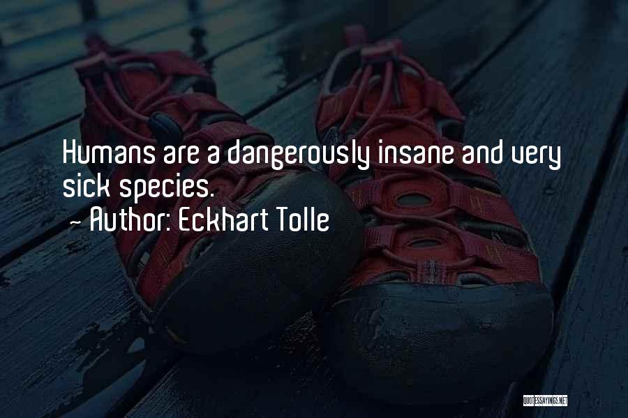 Eckhart Tolle Quotes: Humans Are A Dangerously Insane And Very Sick Species.