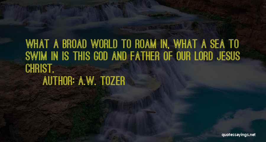 A.W. Tozer Quotes: What A Broad World To Roam In, What A Sea To Swim In Is This God And Father Of Our