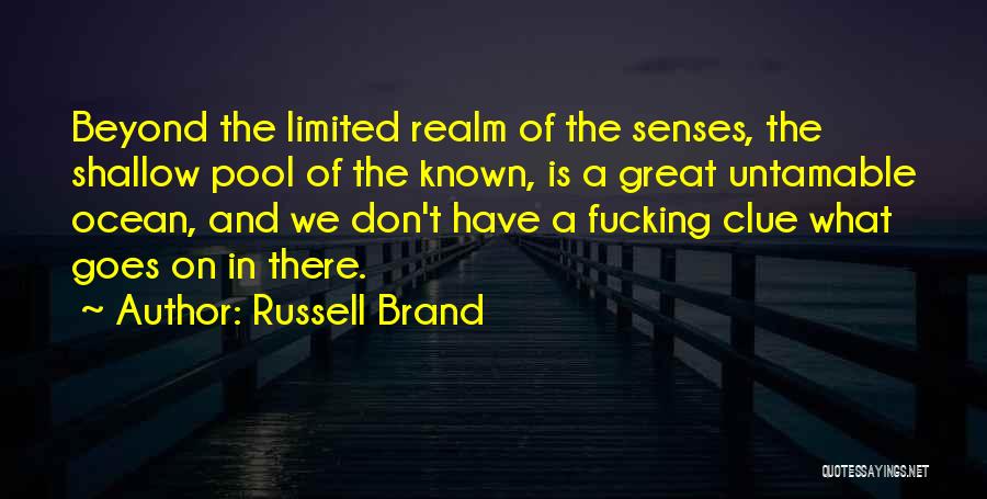 Russell Brand Quotes: Beyond The Limited Realm Of The Senses, The Shallow Pool Of The Known, Is A Great Untamable Ocean, And We