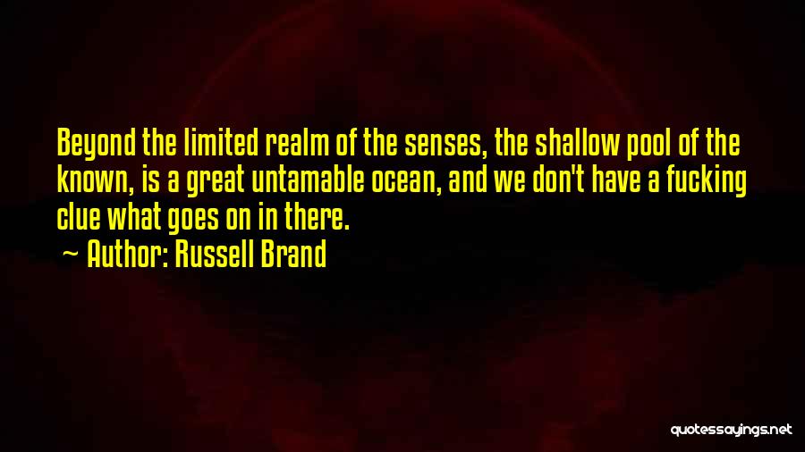 Russell Brand Quotes: Beyond The Limited Realm Of The Senses, The Shallow Pool Of The Known, Is A Great Untamable Ocean, And We