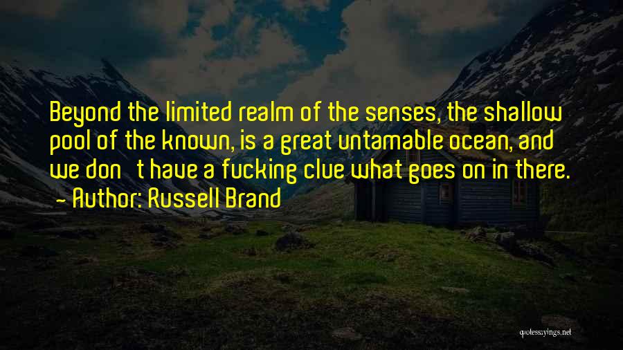 Russell Brand Quotes: Beyond The Limited Realm Of The Senses, The Shallow Pool Of The Known, Is A Great Untamable Ocean, And We