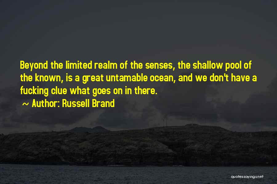 Russell Brand Quotes: Beyond The Limited Realm Of The Senses, The Shallow Pool Of The Known, Is A Great Untamable Ocean, And We